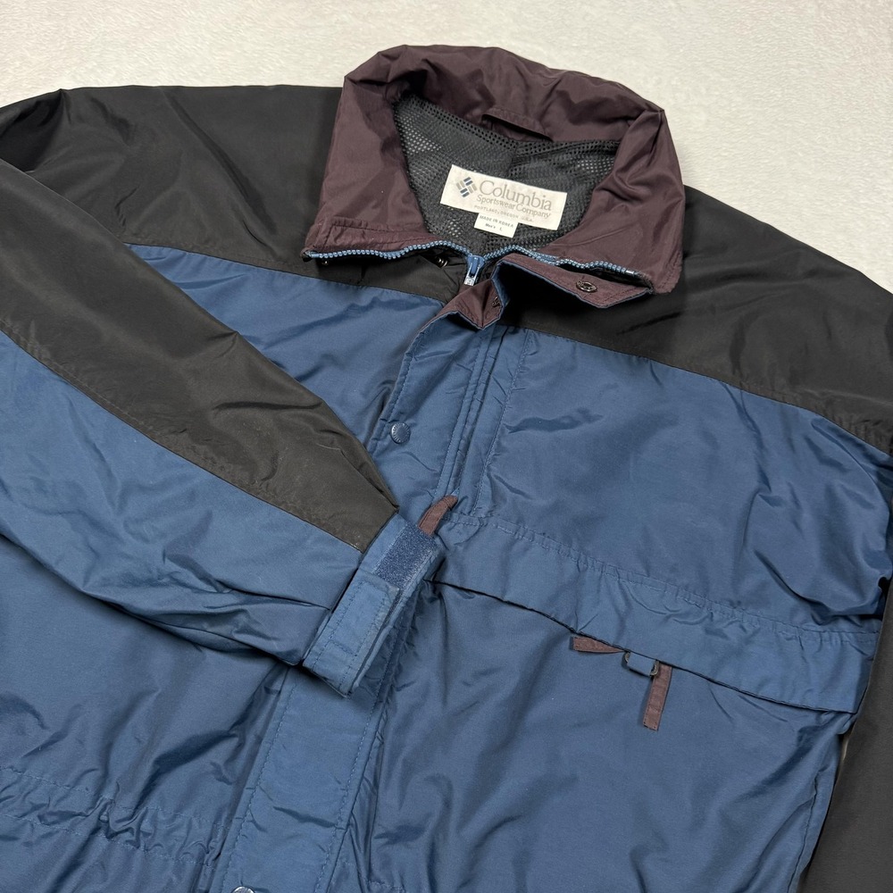 Vintage Columbia Jacket Mens Large Blue Black Full Zip Windbreaker 00s XM5990 - Picture 1 of 11